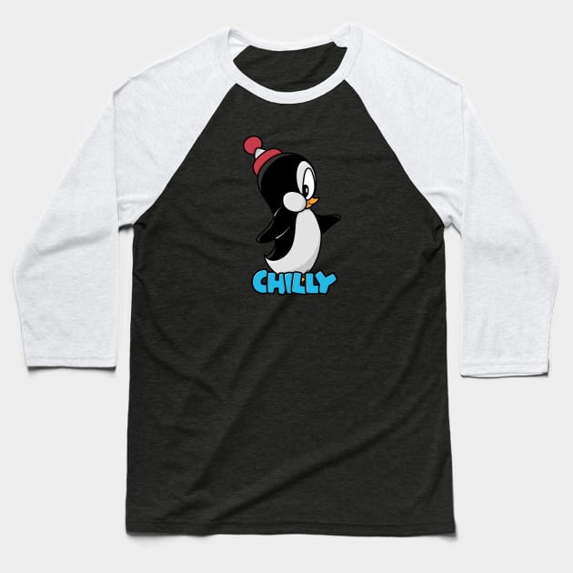 Cartoon Penguin Baseball T-Shirt by Randomart